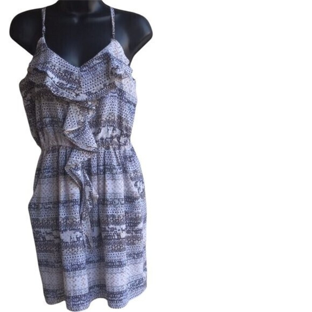 BCBGeneration Dress  V Ruffled Spaghetti Strap Multi Colored  Size Small